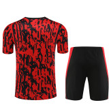 24/25 Manchester United kids Short sleeve training suit Jujube red