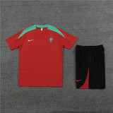 24/25 Portugal kids short -sleeved red training suit