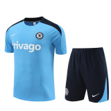 24/25 Chelsea short -sleeved Light blue training suit