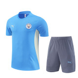 24/25 Manchester City kids Short sleeve training suit Light Blue