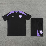 24/25 England kids short -sleeved training suit black