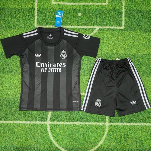25/26 Real Madrid blue goalkeeper kids kit black