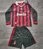 Retro 09/10 AC Milan home kids kit long sleeves