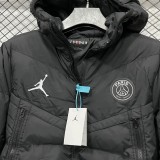 2025-26 Mens PSG Jordan Black Hooded Cotton Coat  CV002 AJ