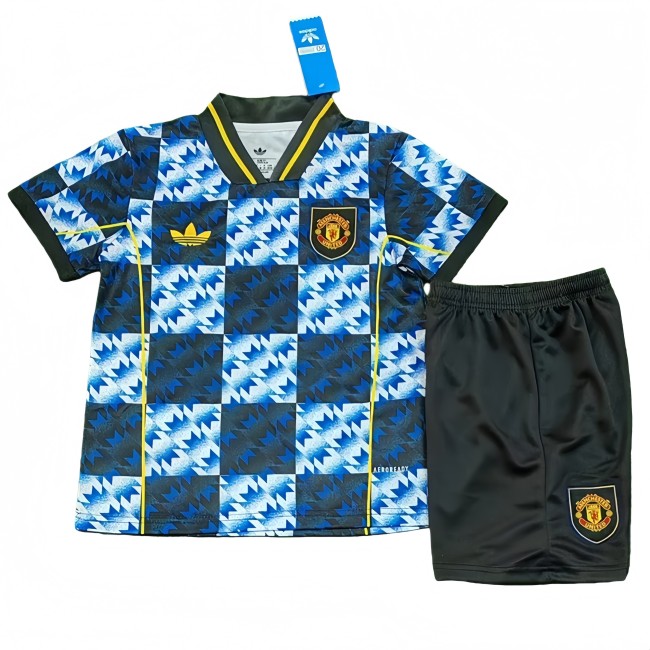 2025-26 KIDS  Manchester United Blue Grey Special Edition  soccer Jersey