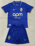 2025-26 Kids AS Monaco  away  blue soccer Jersey