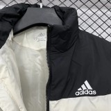 2025-26  AD Black White Hooded Cotton Coat X9001