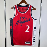 24-25 Clippers LEONARD #2 Red Top Quality Hot Pressing NBA Jersey (Trapeze Edition)