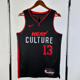 23-24 HEAT ADEBAYO #13 Black City Edition Top Quality Hot Pressing NBA Jersey (V领）