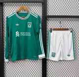25-26 LIV Third Long Sleeve Kids Soccer Jersey 1:1 Thai Quality(长袖)