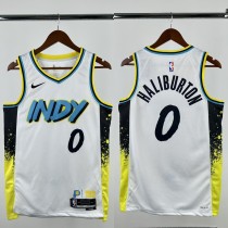 24-25 Indiana Pacers HALIBURTON #0 White City Edition Top Quality Hot Pressing NBA Jersey