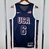 2024 Olympic Game USA JAMES # 6 Dark Blue Basketball Jersey