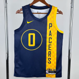 2017-2018 Indiana Pacers HALIBURTON #0 Blue City Edition Top Quality Hot Pressing NBA Jersey