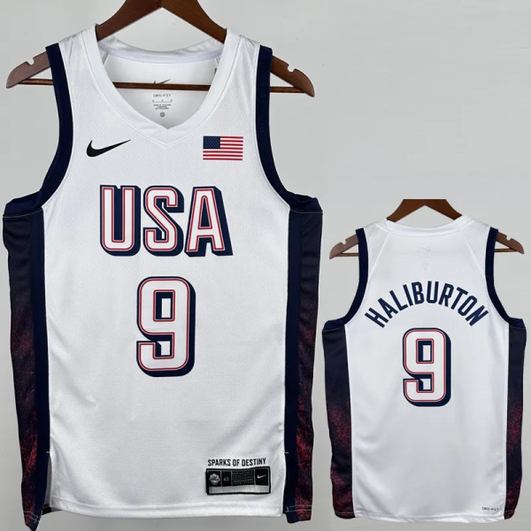 2024 Olympic Game USA HALIBURTON # 9 White Basketball Jersey