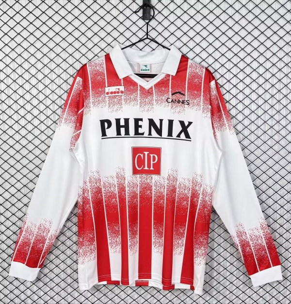 1991-1992 AS Cannes Home Retro Long Sleeve Soccer Jersey