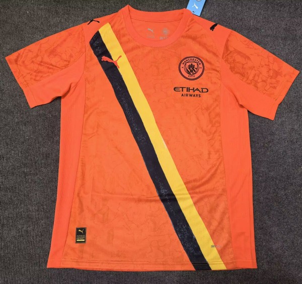 25-26 Man City Orange Goalkeeper Fans Soccer Jersey