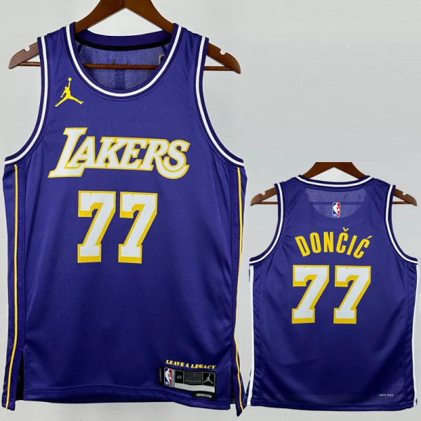 25-26 Lakers DONCIC #77 Purple Top Quality Hot Pressing NBA Jersey (Trapeze Edition) 飞人版