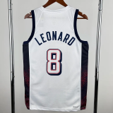 2024 Olympic Game USA LEONARD # 8 White Basketball Jersey