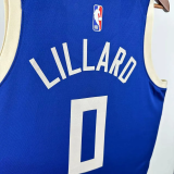 24-25 BUCKS LILLARD #0 Blue City Edition Top Quality Hot Pressing NBA Jersey(V领)