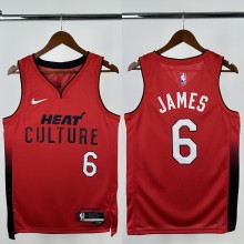 24-25 HEAT JAMES #6 Red City Edition Top Quality Hot Pressing NBA Jersey (V领）