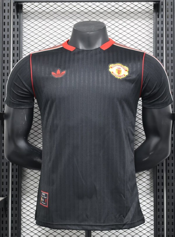 25-26 Man Utd Black Casual Special Edition Player Version Soccer Jersey*带白边