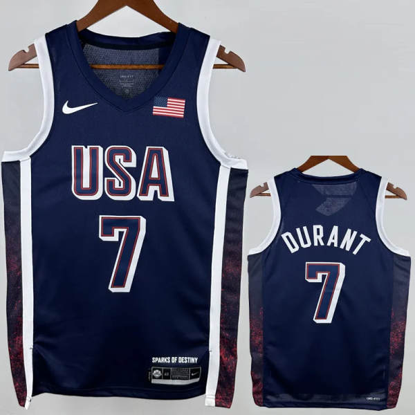 2024 Olympic Game USA DURANT # 7 Dark Blue Basketball Jersey