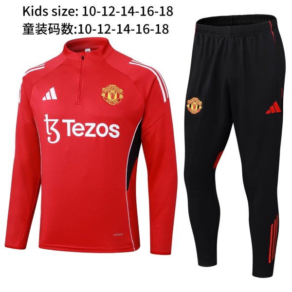 25-26 Man Utd High Quality Kids Half Pull Tracksuit