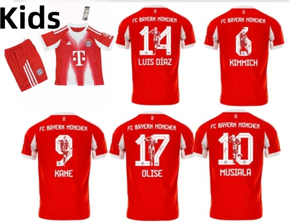 25-26 Bayern Home Special Edition Font Kids Soccer Jersey（儿童印特别版字体）