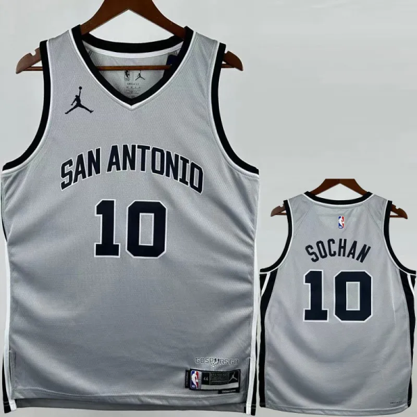 25-26 SA Spurs SOCHAN #10 Grey Top Quality Hot Pressing NBA Jersey