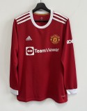 21-22 Man Utd Home Long Sleeve Fans Soccer Jersey (长袖)