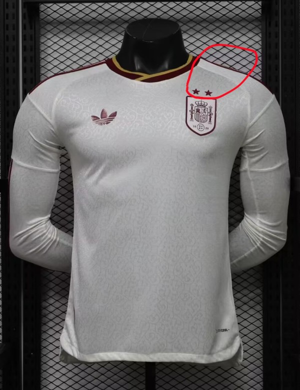 2026 World Cup Spain Away Long Sleeve Player Version Soccer Jersey (With 2 Star)*两颗星*长袖球员
