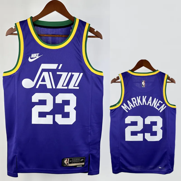 23-24 JAZZ MARKKANEN #23 purple Top Quality Top Quality Hot Pressing NBA Jersey (Retro Logo)