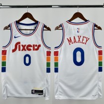 24-25 76ERS MAXEY #0 White City Edition Top Quality Hot Pressing NBA Jersey