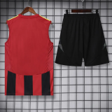 2025 AD Red Black Tank Top And Shorts Suit