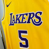 22-23 Lakers AYTON #5 Yellow Top Quality Hot Pressing NBA Jersey(圆领)