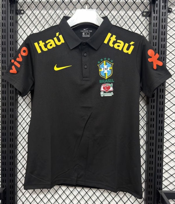 26-27 Brazil Black High Quality Polo Short Sleeve