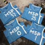 2019-20 Timberwolves EDWARDS #1 Sky Blue Retro Top Quality Hot Pressing NBA Jersey