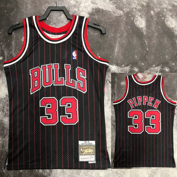 1996 BULLS PIPPEN #33 Black Retro Top Quality Hot Pressing NBA Jersey
