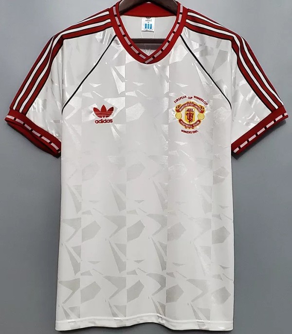 1991-1992 Man Utd Away White Retro Soccer Jersey