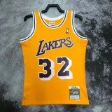 1984-85 LAKERS JOHNSON #32 Yellow Retro Top Quality Hot Pressing NBA Jersey