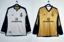 2001-2002 Man Utd 100th Anniversary Double Sided Long Sleeve Retro Soccer Jersey *双面长袖