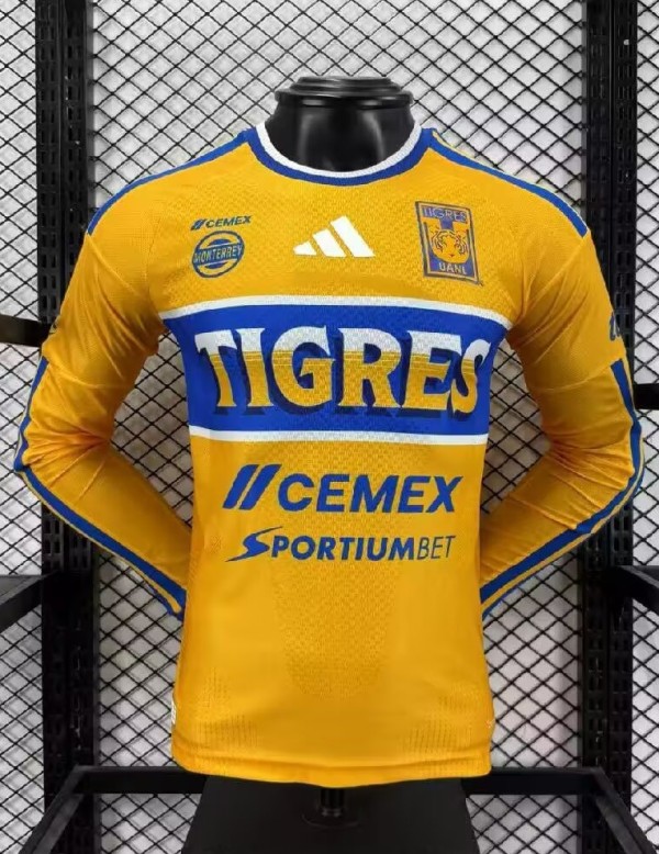 26-27 Tigres UANL Home Long Sleeve Player Version Soccer Jersey*长袖球员