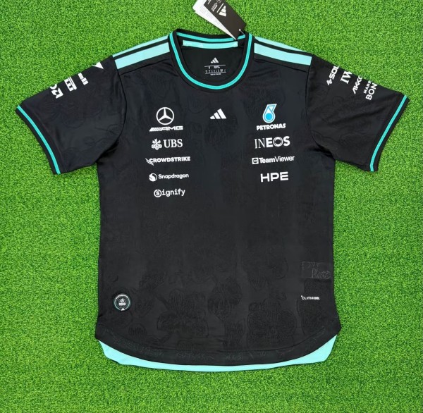 2026 Mercedes New Pattern Heat Transfer Printing Short Sleeve Racing Suit