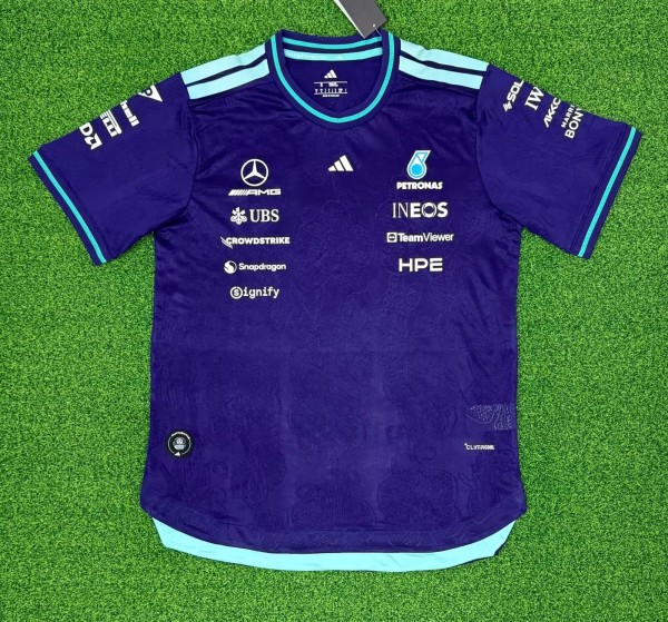 2026 Mercedes New Pattern Heat Transfer Printing Short Sleeve Racing Suit