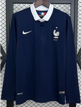 2014 France Home Long Sleeve Retro Soccer Jersey
