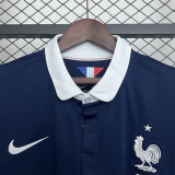 2014 France Home Long Sleeve Retro Soccer Jersey