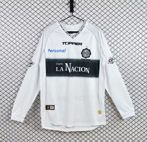 2002 Club Olimpia Home Long Sleeve Retro Soccer Jersey