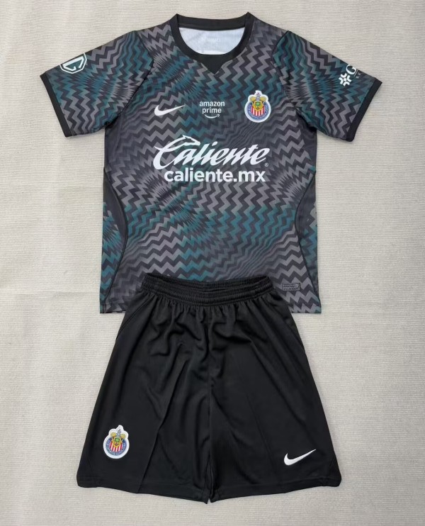 26-27 Chivas Guadalajara Black GoalKeeper Kids Soccer Jersey