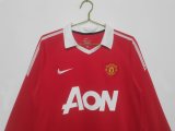2010-2011 Man Utd Home Long Sleeve Retro Soccer Jersey