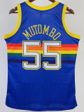 1991-92 Nuggets MUTOMBO #55 Blue Retro Top Quality Hot Pressing NBA Jersey